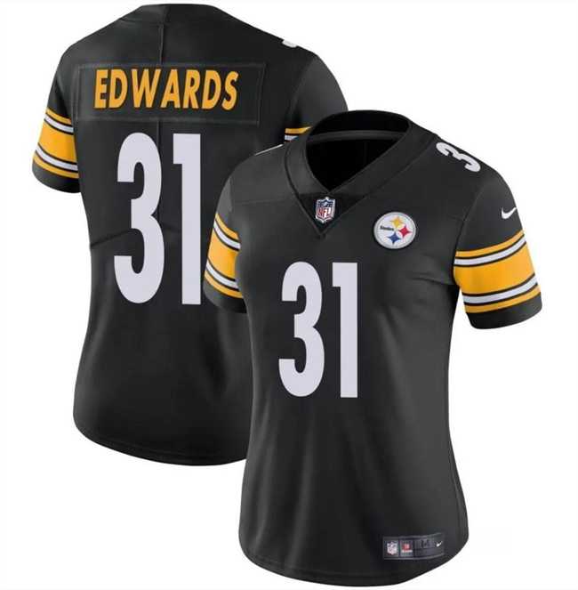 Women's Pittsburgh Steelers #31 Daijun Edwards 2024 Black Vapor Stitched Jersey Dzhi,We sell and wholesale Women's Pittsburgh Steelers #31 Daijun Edwards 2024 Black Vapor Stitched Jersey Dzhi on line form chian!